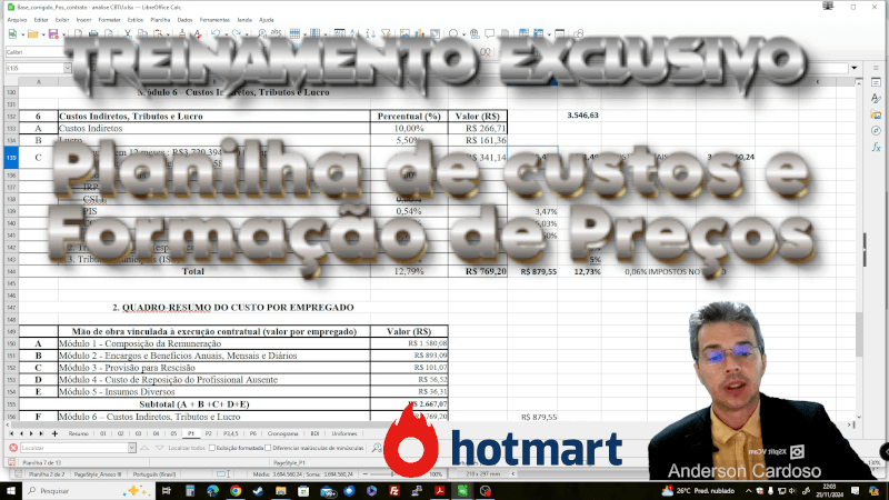 Treinamento de Planilha de Custos e Formação de Preços (clique e saiba mais)