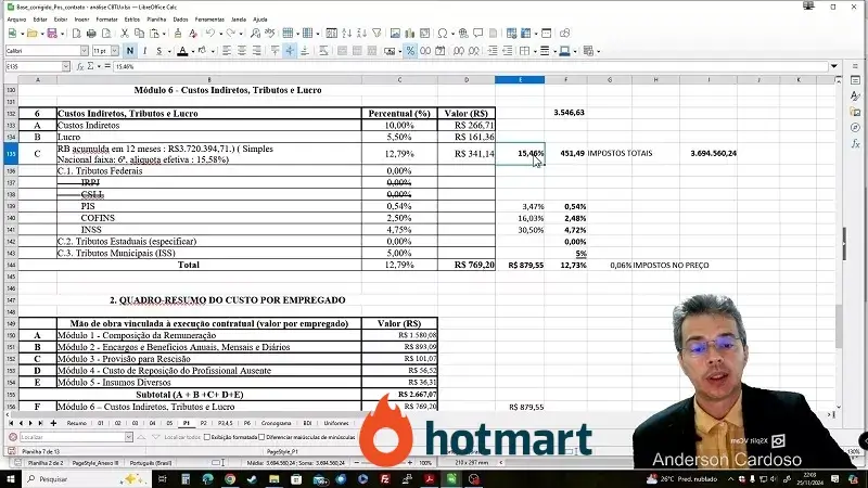 Treinamento de Planilha de Custos e Formação de Preços