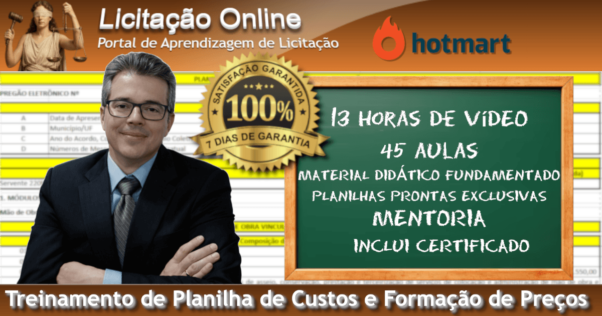 Treinamento em Planilha de Custos e Formação de Preços conforme a IN SEGES 5/2017 e 7/2018 - Licitação Online